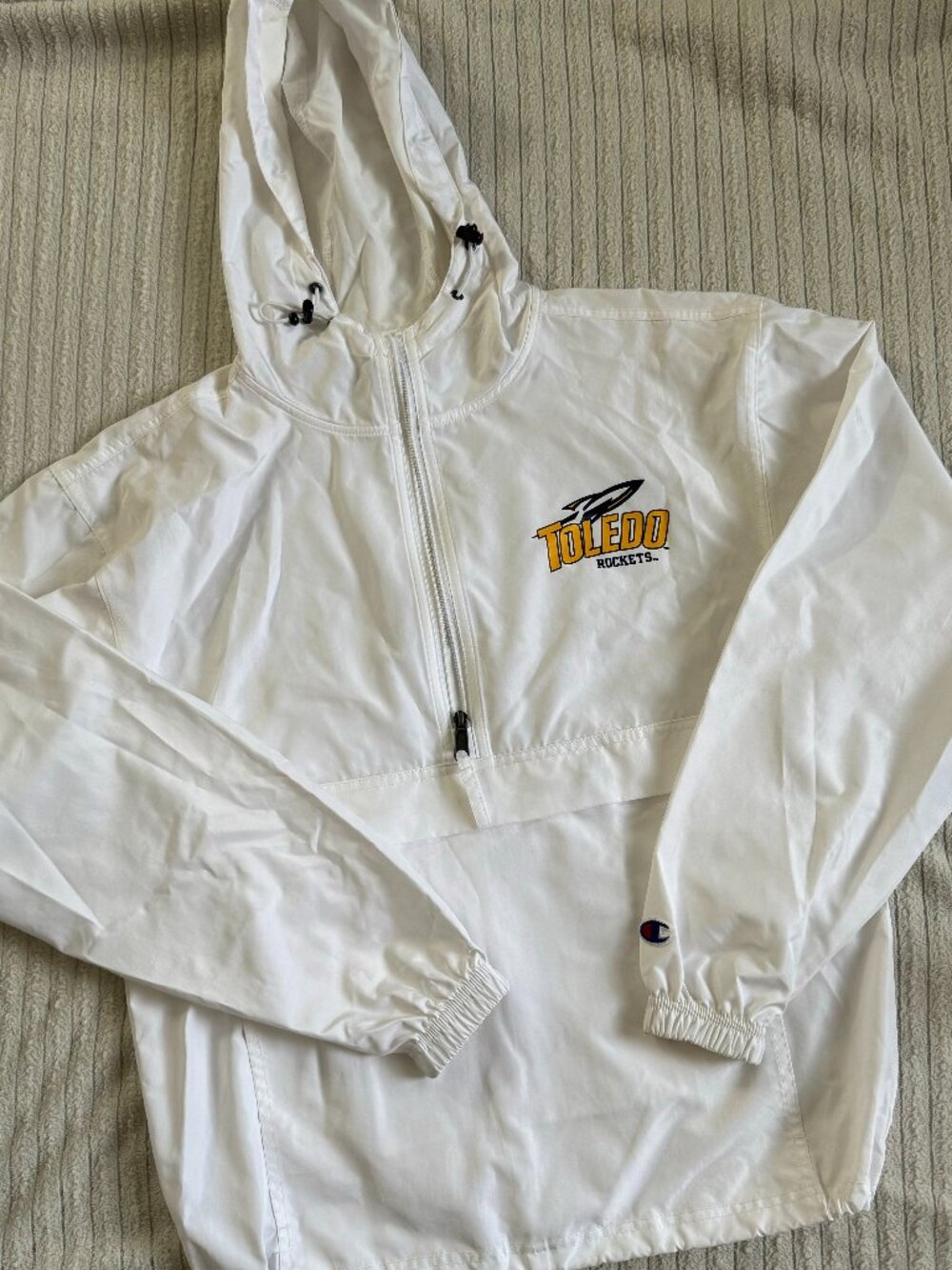 University of Toledo Rockets White Quarter Zip Windbreaker